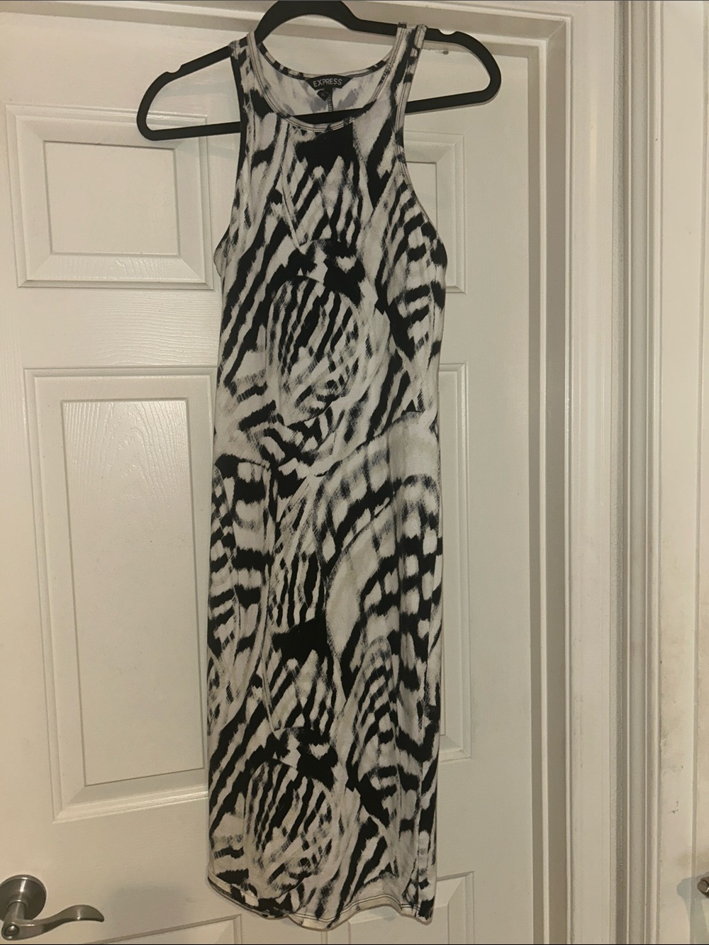 Express Black & White Abstract Print Tank Maxi Dress
